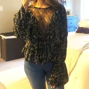 Floral sheer front top